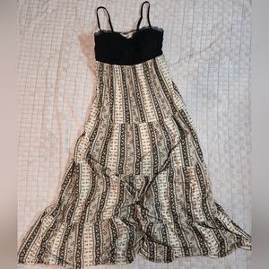 No Boundaries Black and Cream Patterned Maxi Dress